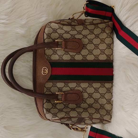 Authentic Vintage Gucci GG Monogram Supreme Sherry Web Ophidia Boston Doctor Bag - Picture 3 of 11